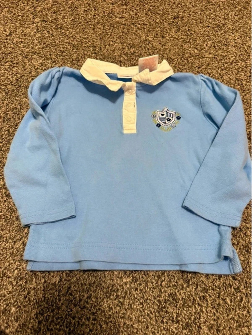 Vintage Kid Connection Girls Blue Long Sleeve Polo Shirt 24 Months